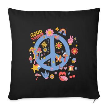 Retro Boho Peace Sign - Sofa pillowcase 17,3'' x 17,3'' (45 x 45 cm) - black - Front