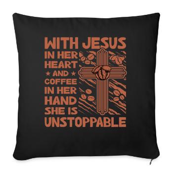 Christianisme Jésus Café Drôle de dicton - Housse de coussin décorative 45 x 45 cm - noir - Devant