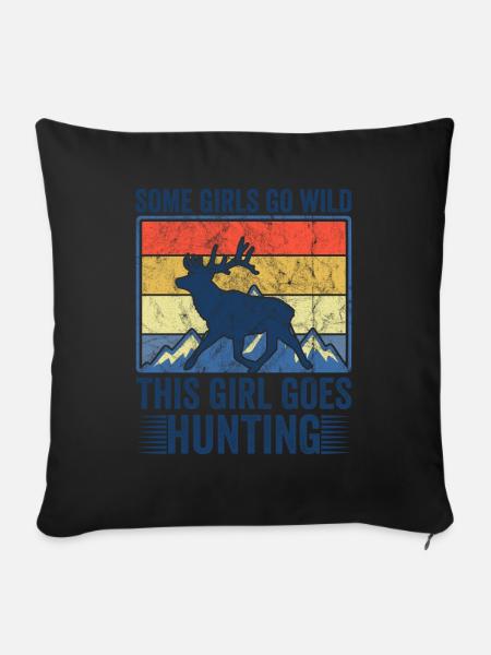 Hirschjagd Jägerin Spruch Jagd - Sofakissenbezug 45 x 45 cm - Schwarz