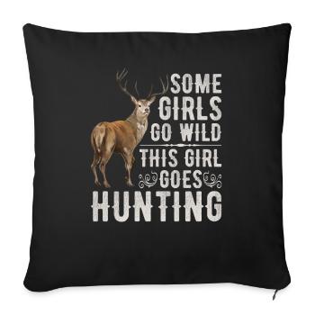 Hirschjagd Jägerin Spruch Jagd - Sofakissenbezug 45 x 45 cm - Schwarz - Vorne