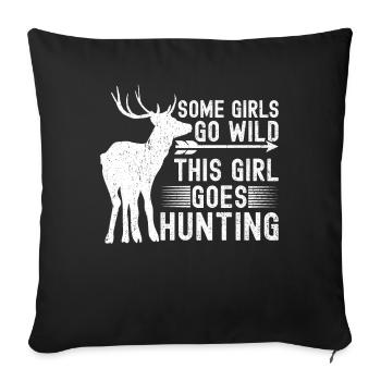 Hirschjagd Jägerin Spruch Jagd - Sofakissenbezug 45 x 45 cm - Schwarz - Vorne