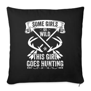 Hirschjagd Jägerin Spruch Jagd - Sofakissenbezug 45 x 45 cm - Schwarz - Vorne