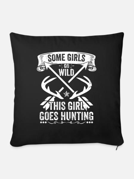Hirschjagd Jägerin Spruch Jagd - Sofakissenbezug 45 x 45 cm - Schwarz
