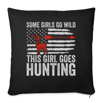 Hirschjagd Jägerin Spruch Jagd - Sofakissenbezug 45 x 45 cm - Schwarz - Vorne