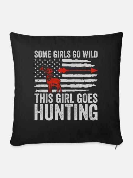 Hirschjagd Jägerin Spruch Jagd - Sofakissenbezug 45 x 45 cm - Schwarz