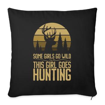Hirschjagd Jägerin Spruch Jagd - Sofakissenbezug 45 x 45 cm - Schwarz - Vorne
