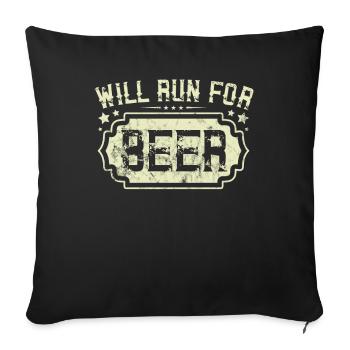 Courra pour les coureurs drôles de bière - Housse de coussin décorative 45 x 45 cm - noir - Devant
