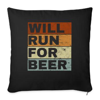 Courra pour les coureurs drôles de bière - Housse de coussin décorative 45 x 45 cm - noir - Devant