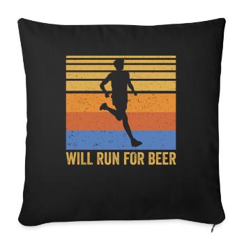 Courra pour les coureurs drôles de bière - Housse de coussin décorative 45 x 45 cm - noir - Devant