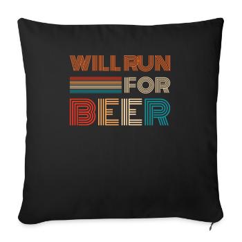 Courra pour les coureurs drôles de bière - Housse de coussin décorative 45 x 45 cm - noir - Devant