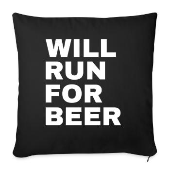 Courra pour les coureurs drôles de bière - Housse de coussin décorative 45 x 45 cm - noir - Devant