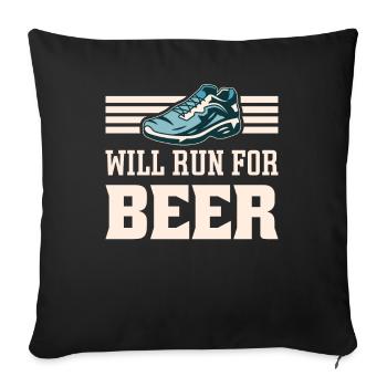 Courra pour les coureurs drôles de bière - Housse de coussin décorative 45 x 45 cm - noir - Devant