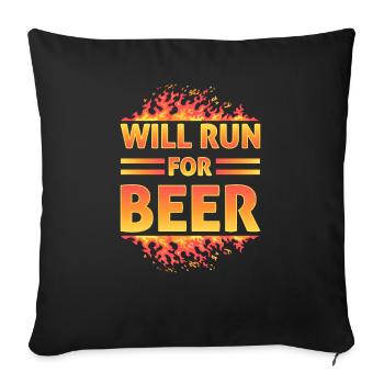 Courra pour les coureurs drôles de bière - Housse de coussin décorative 45 x 45 cm - noir - Devant