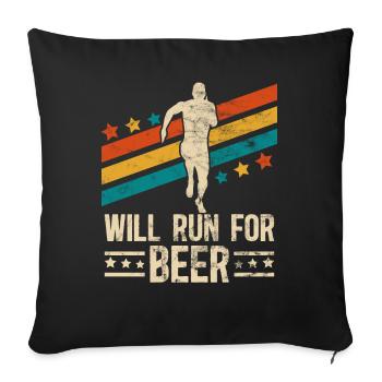 Courra pour les coureurs drôles de bière - Housse de coussin décorative 45 x 45 cm - noir - Devant