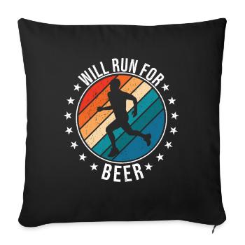 Courra pour les coureurs drôles de bière - Housse de coussin décorative 45 x 45 cm - noir - Devant