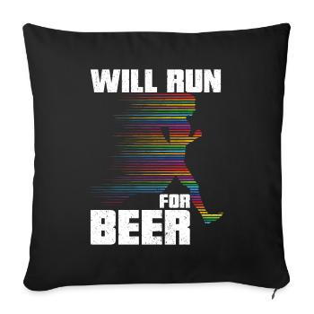Courra pour les coureurs drôles de bière - Housse de coussin décorative 45 x 45 cm - noir - Devant