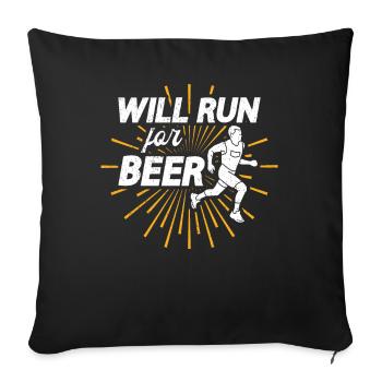 Courra pour les coureurs drôles de bière - Housse de coussin décorative 45 x 45 cm - noir - Devant