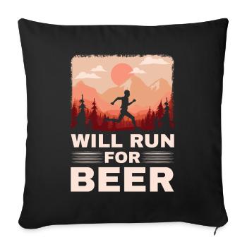 Courra pour les coureurs drôles de bière - Housse de coussin décorative 45 x 45 cm - noir - Devant