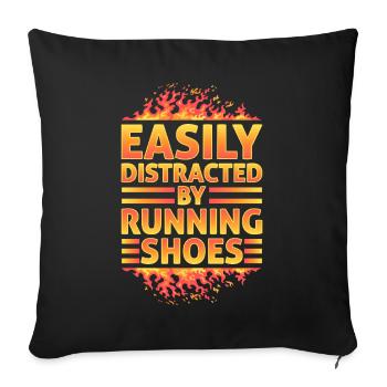 Distracted by Running Shoes - Runner Laufen Runner - Sofa pillowcase 17,3'' x 17,3'' (45 x 45 cm) - black - Front