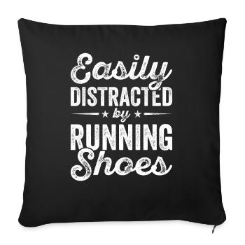 Distracted by Running Shoes - Runner Laufen Runner - Sofa pillowcase 17,3'' x 17,3'' (45 x 45 cm) - black - Front