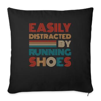 Distracted by Running Shoes - Runner Laufen Runner - Sofa pillowcase 17,3'' x 17,3'' (45 x 45 cm) - black - Front