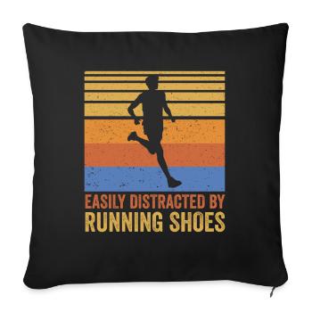 Distracted by Running Shoes - Runner Laufen Runner - Sofa pillowcase 17,3'' x 17,3'' (45 x 45 cm) - black - Front