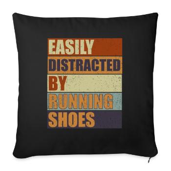 Distracted by Running Shoes - Runner Laufen Runner - Sofa pillowcase 17,3'' x 17,3'' (45 x 45 cm) - black - Front
