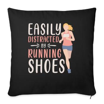 Distracted by Running Shoes - Runner Laufen Runner - Sofa pillowcase 17,3'' x 17,3'' (45 x 45 cm) - black - Front