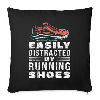 Distracted by Running Shoes - Runner Laufen Runner - Sofa pillowcase 17,3'' x 17,3'' (45 x 45 cm) - black - Front