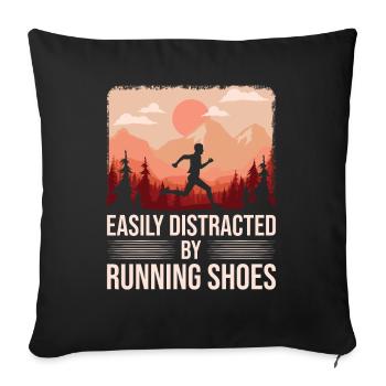 Distracted by Running Shoes - Runner Laufen Runner - Sofa pillowcase 17,3'' x 17,3'' (45 x 45 cm) - black - Front