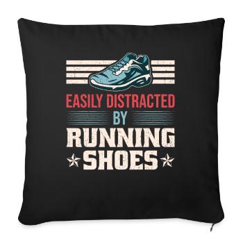 Distracted by Running Shoes - Runner Laufen Runner - Sofa pillowcase 17,3'' x 17,3'' (45 x 45 cm) - black - Front