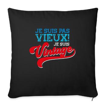 Homme Vieux Papy Fête Des Grands-Pères - Housse de coussin décorative 45 x 45 cm - noir - Devant