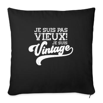 Homme Vieux Papy Fête Des Grands-Pères - Housse de coussin décorative 45 x 45 cm - noir - Devant