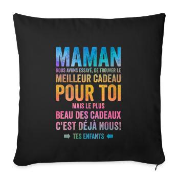 Maman Meilleur Cadeau C'est Nous Enfants - Housse de coussin décorative 45 x 45 cm - noir - Devant