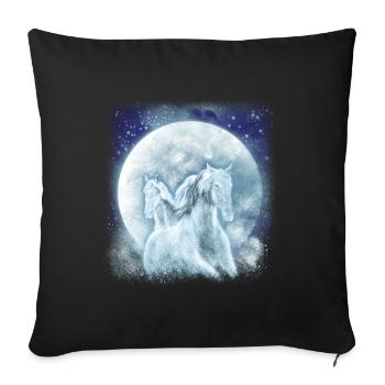 White horses in the moonlight riding horse - Sofa pillowcase 17,3'' x 17,3'' (45 x 45 cm) - black - Front