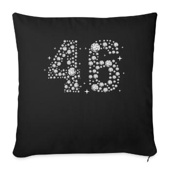 46 Birthday Gift Diamond Glitter - Sofa pillowcase 17,3'' x 17,3'' (45 x 45 cm) - black - Front