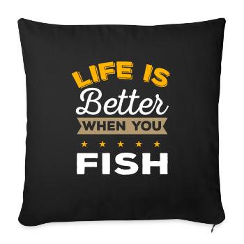 La vie est meilleure quand vous pêchez - Housse de coussin décorative 45 x 45 cm - noir - Devant