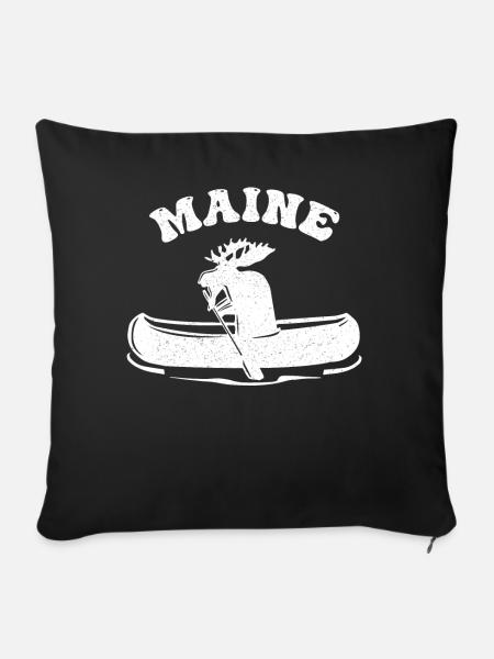 Maine, Paddelnder Elch - Sofakissenbezug 45 x 45 cm - Schwarz