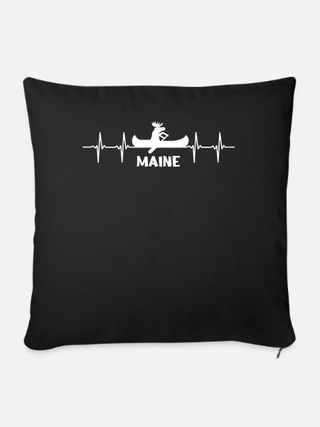 Maine, Paddelnder Elch - Sofakissenbezug 45 x 45 cm - Schwarz