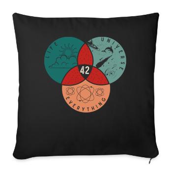 42 Univers de vie Tout - Housse de coussin décorative 45 x 45 cm - noir - Devant
