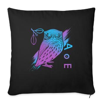 Hibou d’Athéna, mythologie grecque - Housse de coussin décorative 45 x 45 cm - noir - Devant