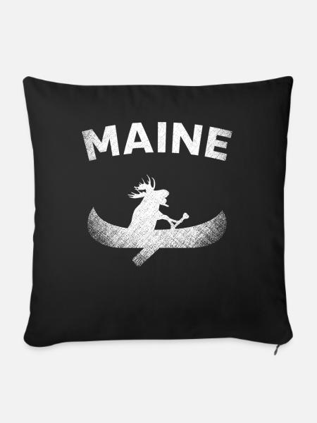 Maine, Paddelnder Elch - Sofakissenbezug 45 x 45 cm - Schwarz