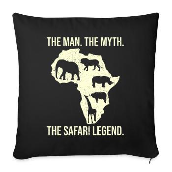 Africa Safari Man Myth The Safari Legend - Sofa pillowcase 17,3'' x 17,3'' (45 x 45 cm) - black - Front
