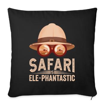 Safari is Elephantastic Safari Adventure Africa - Sofa pillowcase 17,3'' x 17,3'' (45 x 45 cm) - black - Front