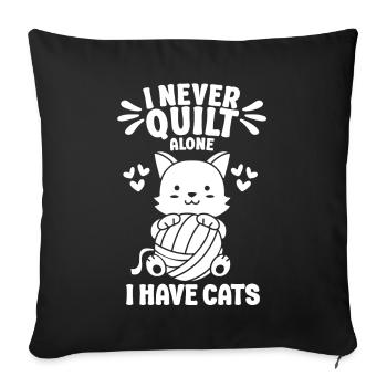 Couturières nues Quilter disant chat aime animal de compagnie - Housse de coussin décorative 45 x 45 cm - noir - Devant