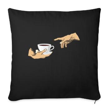 Coffee Creation Adams Michelangelo's Hand - Sofa pillowcase 17,3'' x 17,3'' (45 x 45 cm) - black - Front
