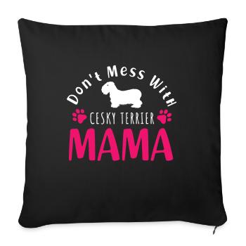 Czech Terrier Mama Funny Saying - Sofa pillowcase 17,3'' x 17,3'' (45 x 45 cm) - black - Front