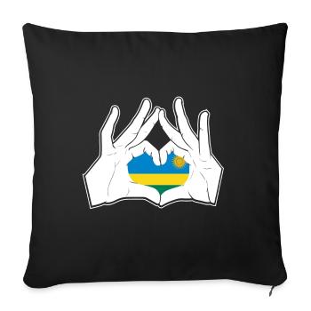 Drapeau du cœur de main du Rwanda - Housse de coussin décorative 45 x 45 cm - noir - Devant