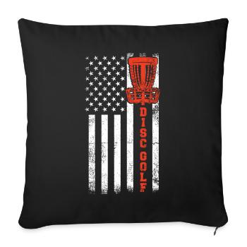 Discgolf, Discgolf US -Flagge - Sofakissenbezug 45 x 45 cm - Schwarz - Vorne