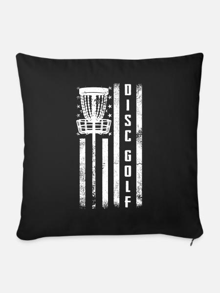Discgolf, Discgolf US -Flagge - Sofakissenbezug 45 x 45 cm - Schwarz